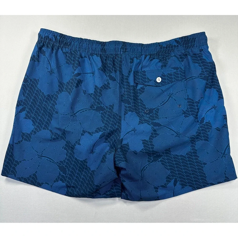 New George Swim Trunks 3XL‎ Blue Floral Tropical Hibiscus Board Shorts Surf